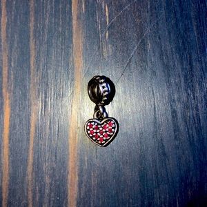 Pandora charm pave dangle heart in red